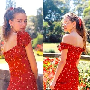 Princess Polly red off shoulder dress